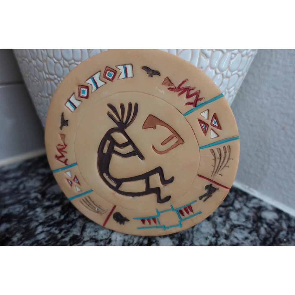 Southwestern Kokopelli Wall Plaque Round Tribal Decor Native American Style Art